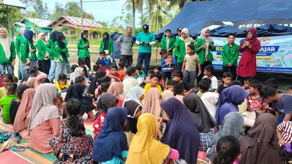 FKIP Universitas Malikussaleh Gelar Aksi Peduli Bencana di Kampong Bungkaih, 160 Anak Ikuti Kegiatan Edukatif
