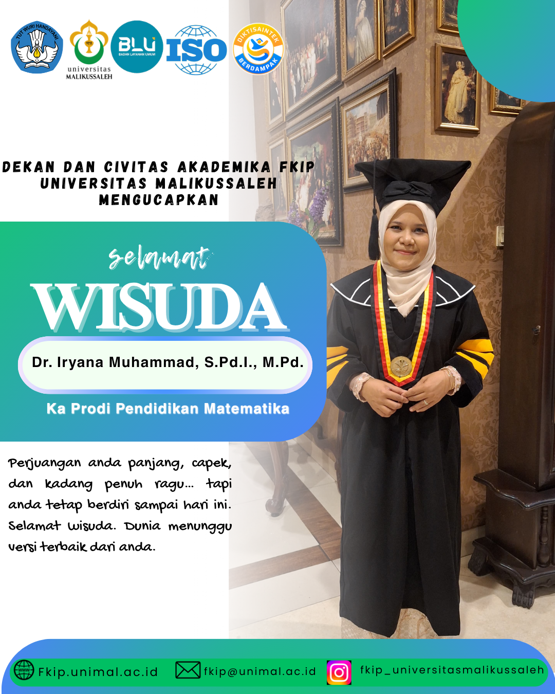 Dosen FKIP Universitas Malikussaleh, Dr. Iryana Muhammad Raih Gelar Doktor di UPI